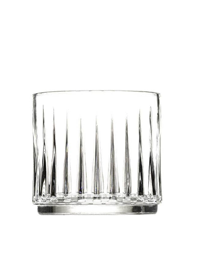 Clear glass candle holder on a white background