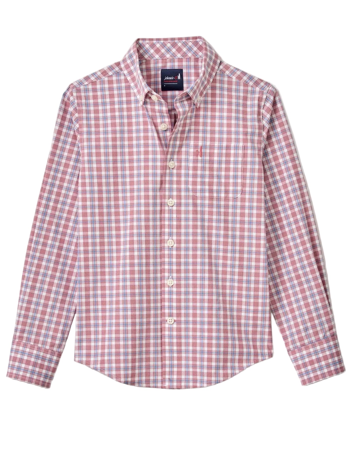 Red and white checkered shirt on a light gray background
