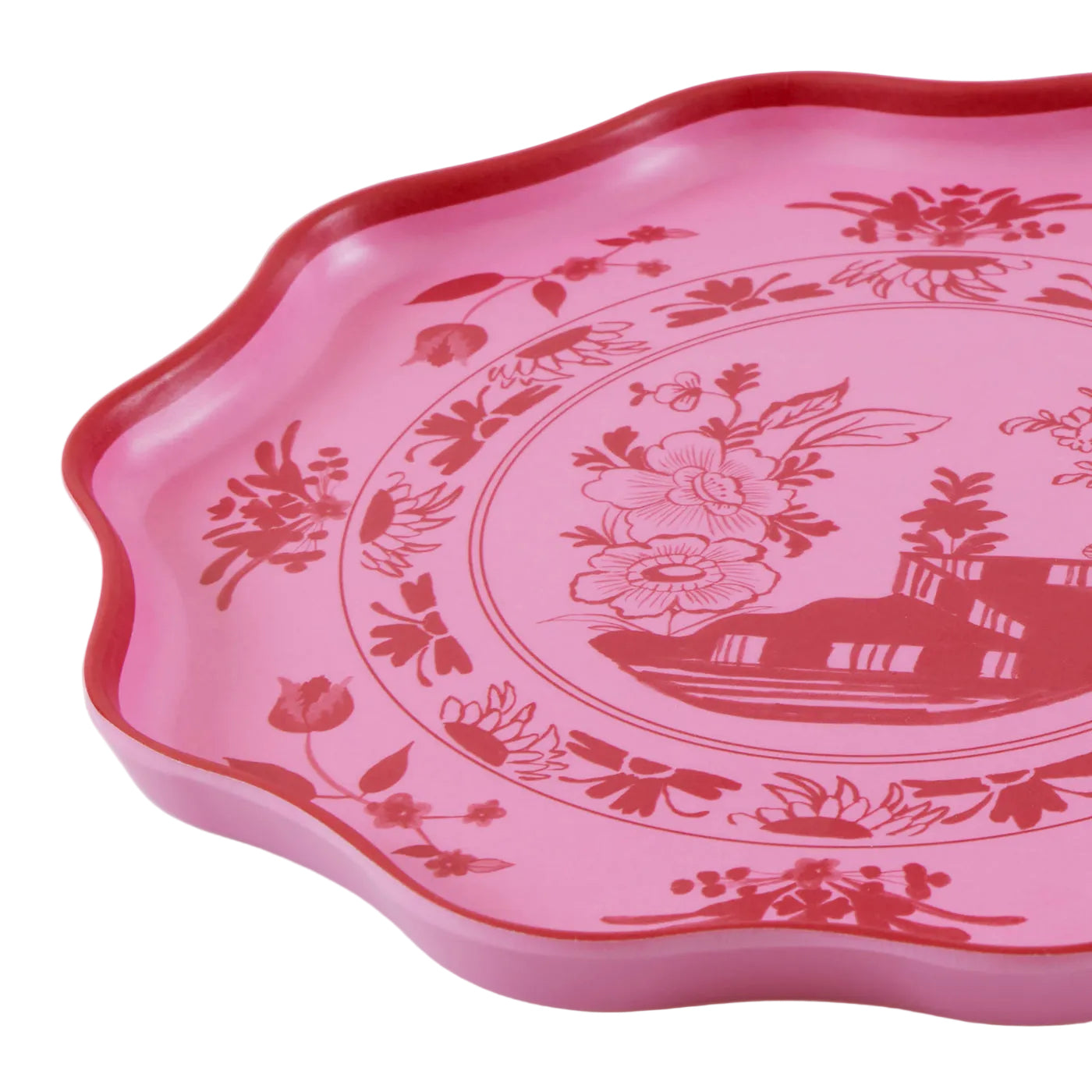 Pink Melamine Botanical Dinner Plates - Set of 4