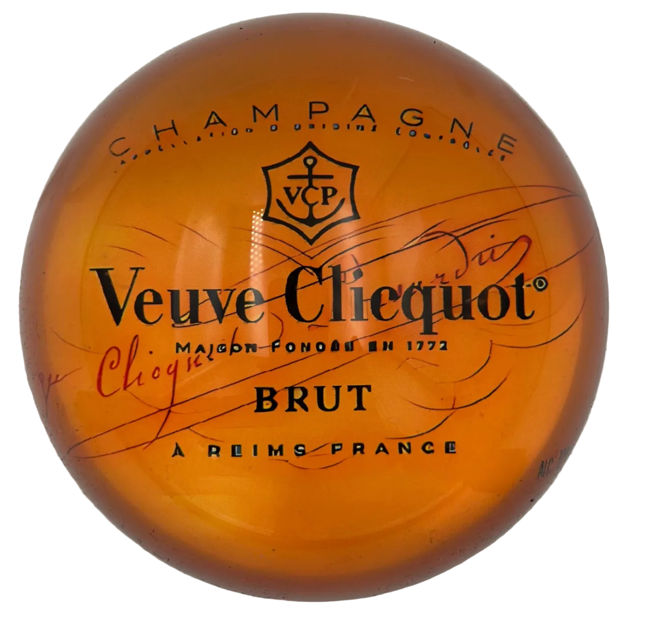 Veuve Clicquot champagne bottle cap on a white background