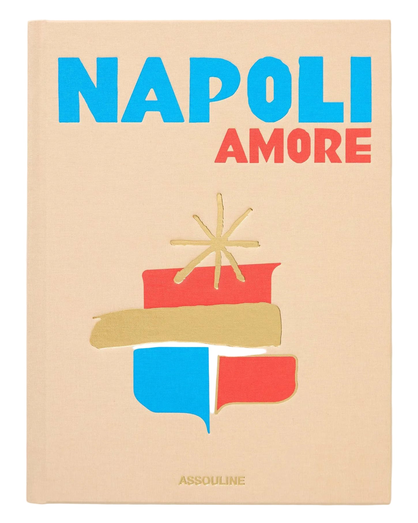 Book cover of 'Napoli Amore' with colorful text and abstract design on a beige background