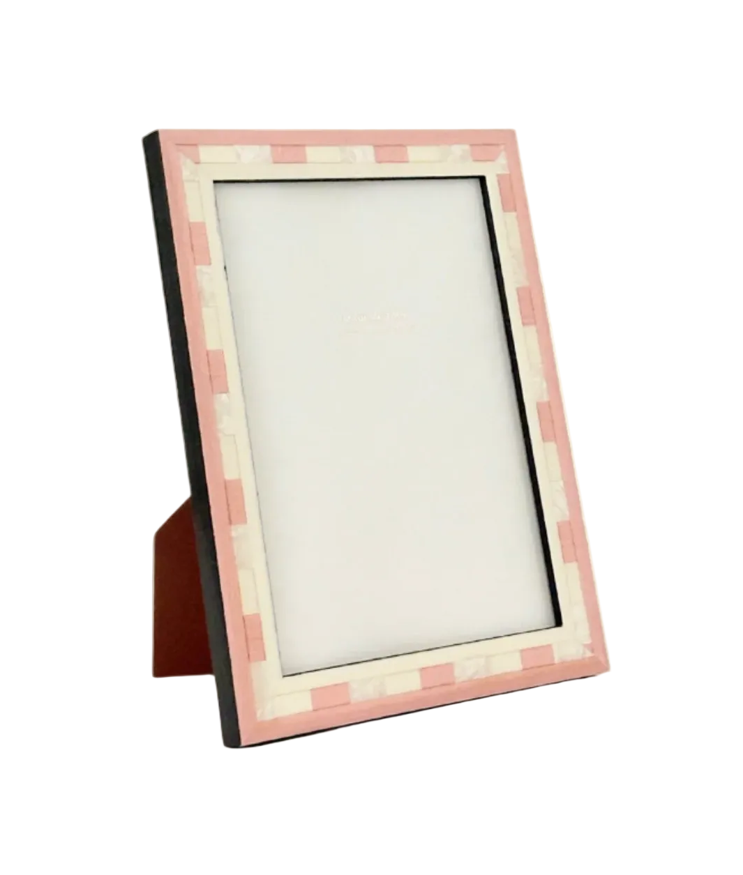 Pink photo frame on a white background