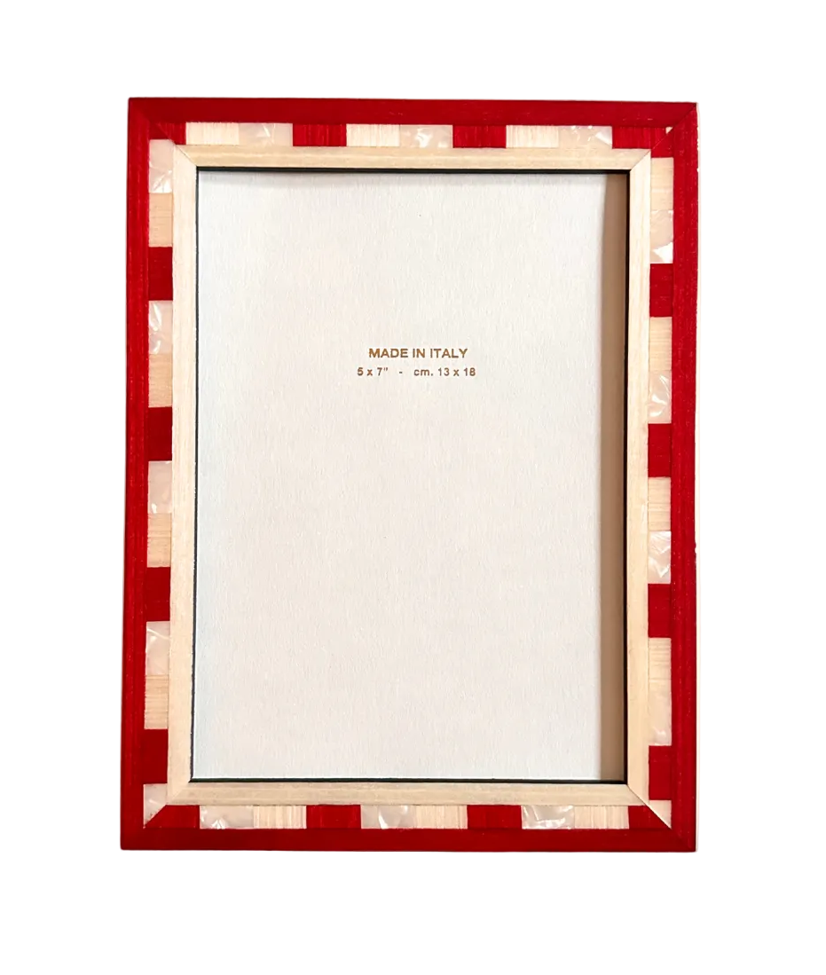 Red and gold decorative frame on a white background