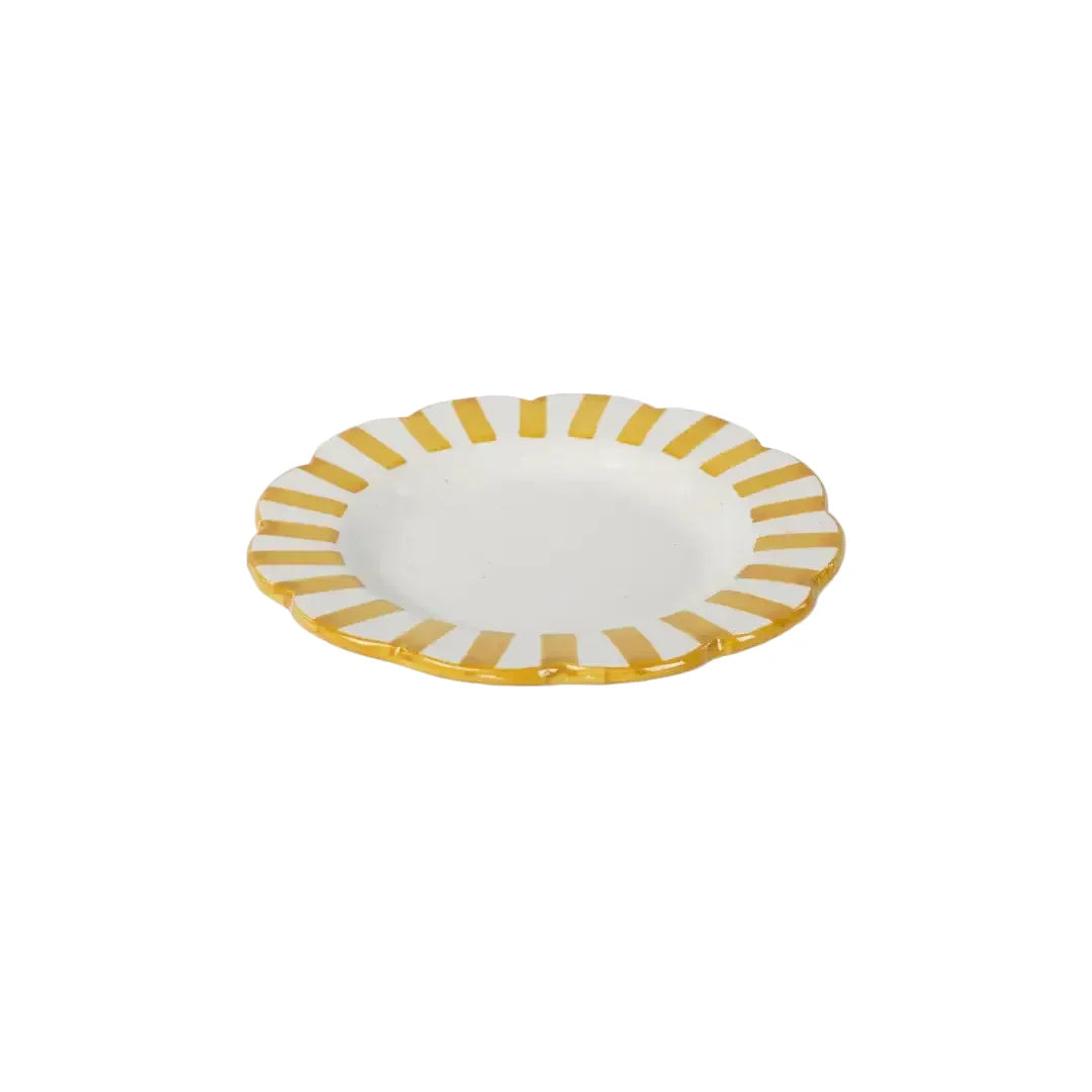 Yellow Ceramic Stripe Salad Plate