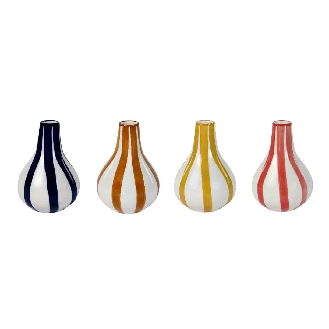 Red Ceramic Stripe Bud Vase