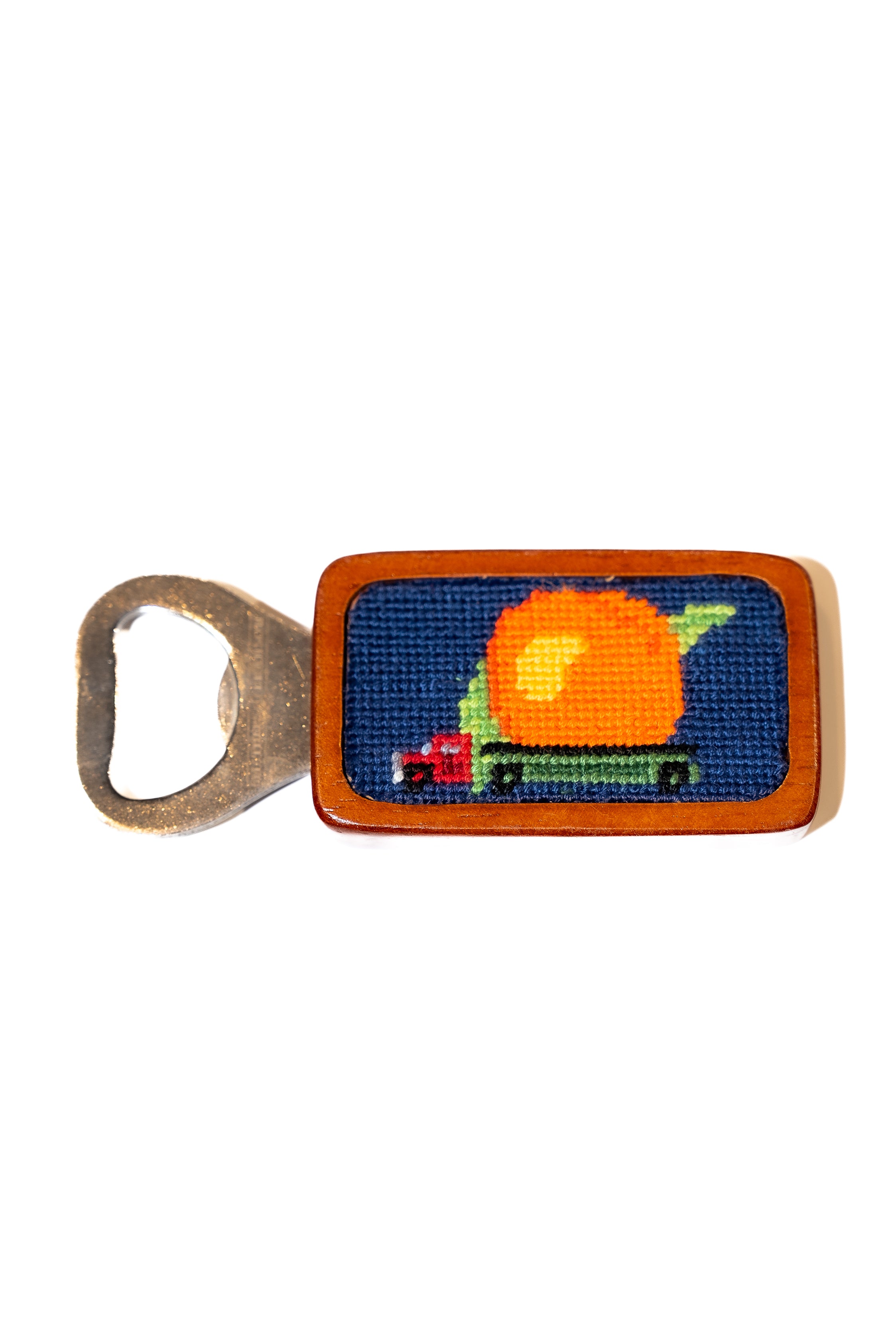 Eat A Peach Needlepoint Bottle Opener
