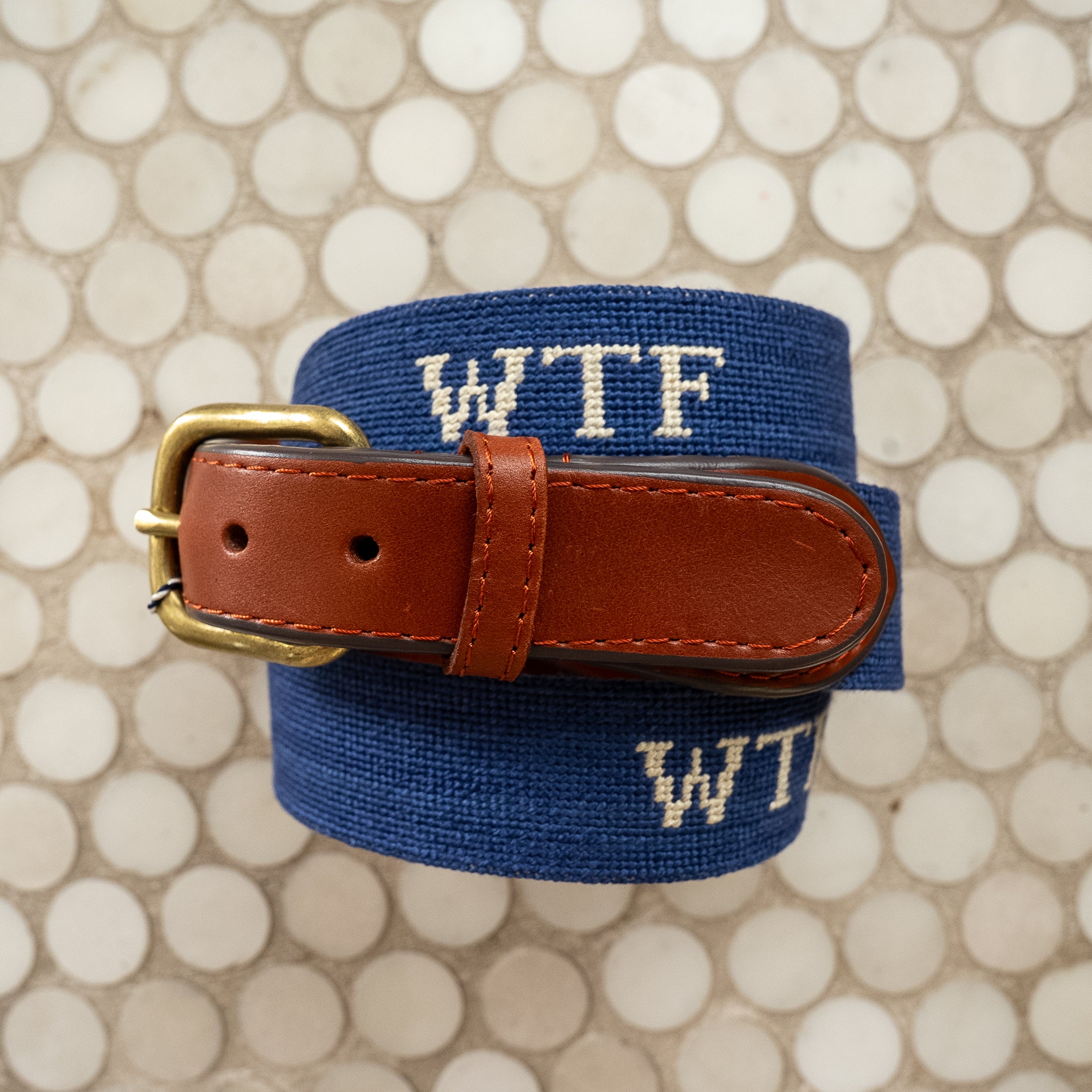 WTF Needlepoint Belt