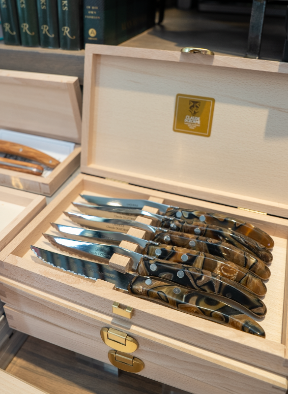 Box of 6 Berlingot Steak Knives - Smoky Quartz Handle