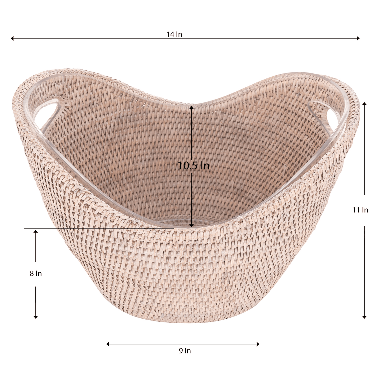 Rattan Champagne Bucket - White Wash
