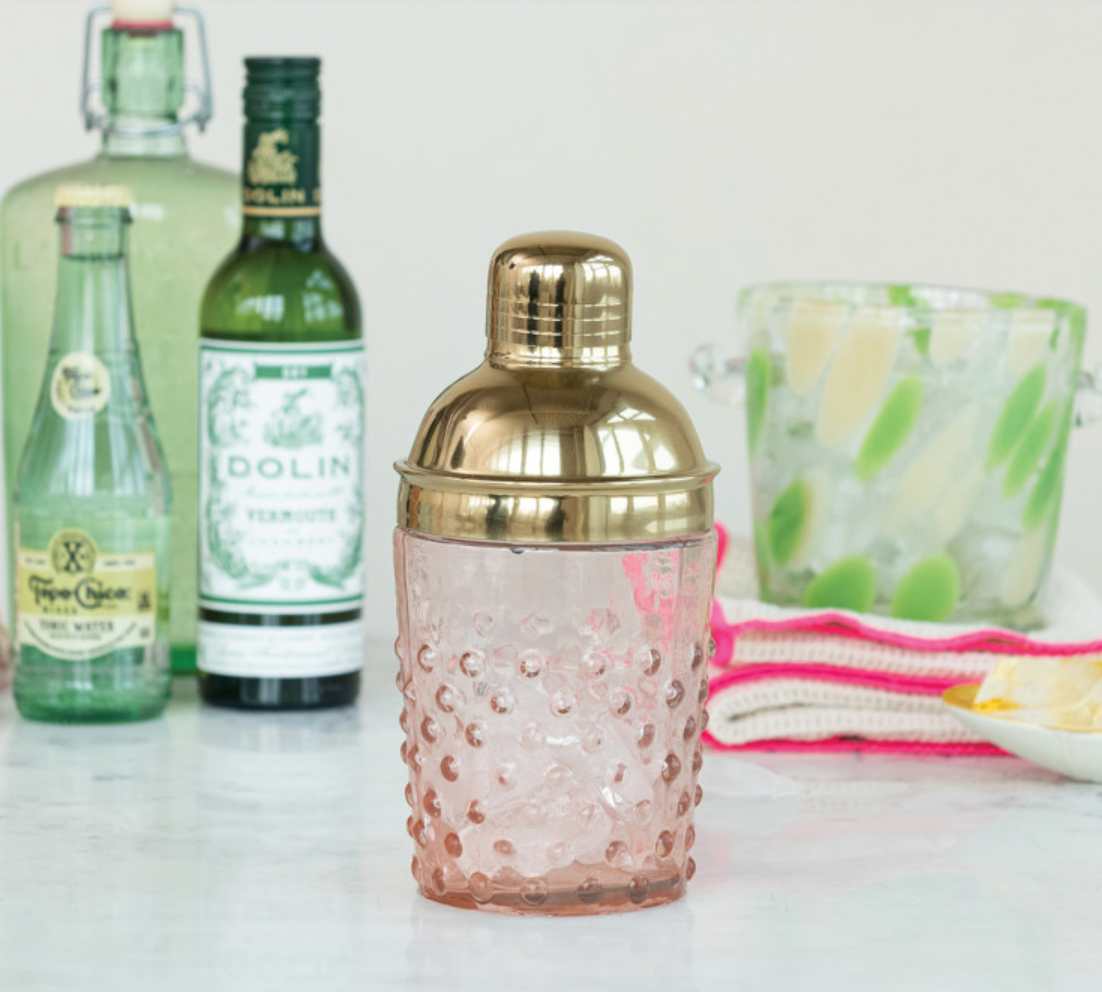 Steel and Glass Hobnail Cocktail Shaker