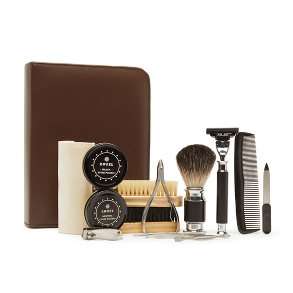 On The Go Grooming and Shoe Shine Kit - Brown