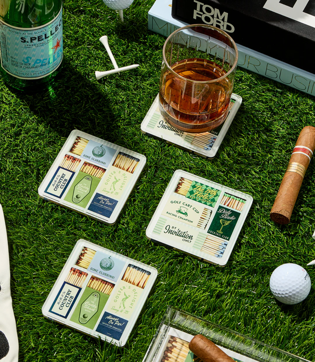 Golf Matchbook Coasters
