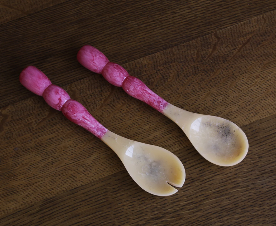 RESIN Rio Bubble Salad Servers (Pink)