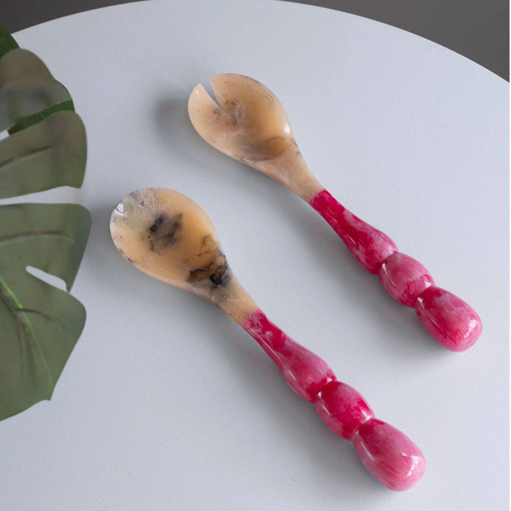 RESIN Rio Bubble Salad Servers (Pink)