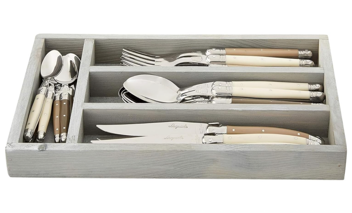 Jean Dubost 24 Pc Everyday Flatware Set Linen