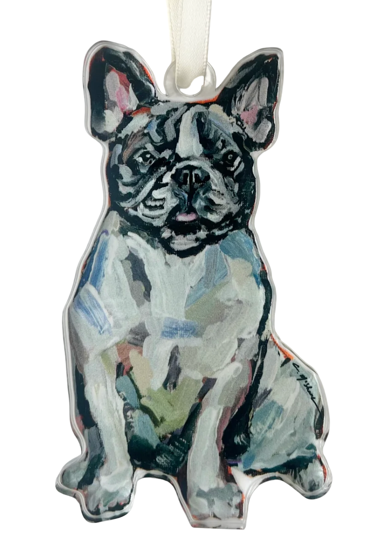 Frenchie Black and White Acrylic Ornament