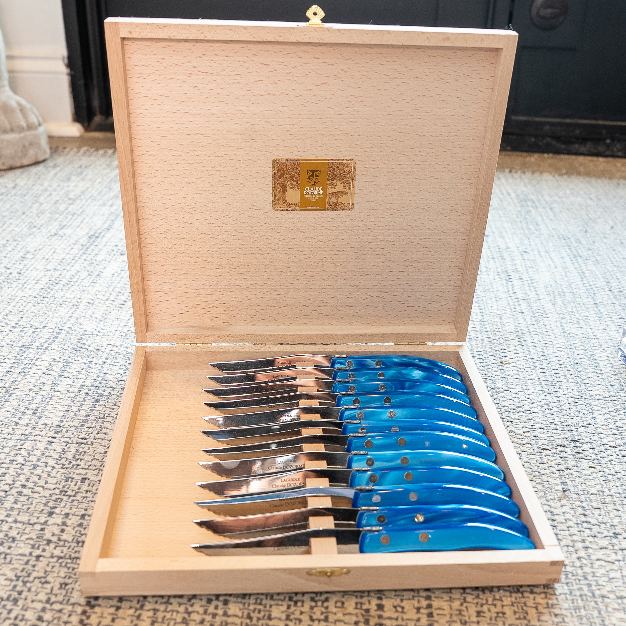 Box of 12 Bright Blue Steak Knives