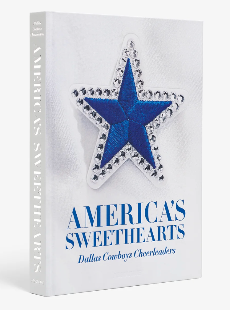 Book titled 'America's Sweethearts: Dallas Cowboys Cheerleaders' with a blue star on the cover.