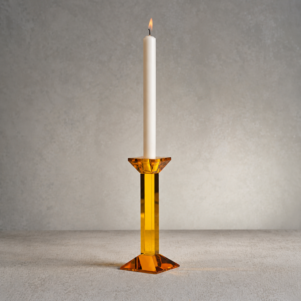 Amber Glass Crystal Taper Holder 9"