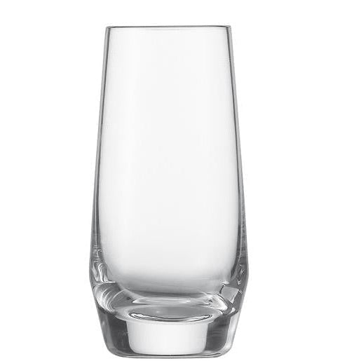 Clear glass tumbler on a white background