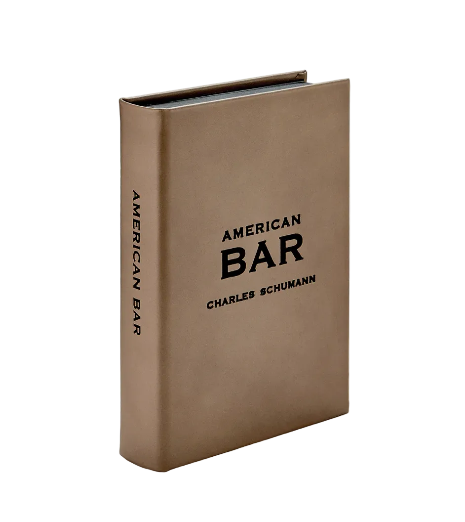 A brown hardcover book titled 'American Bar' by Charles Schumann with a simple text design on the cover.