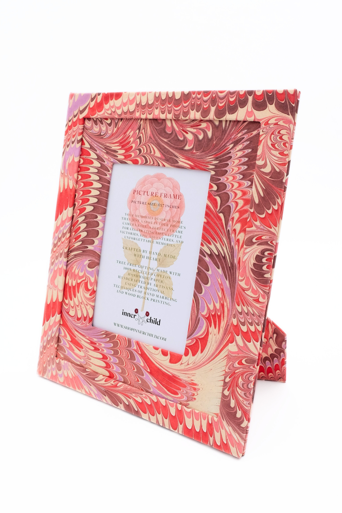 Florentine Hand-Marbled Picture Frame - 5x7 - Pink