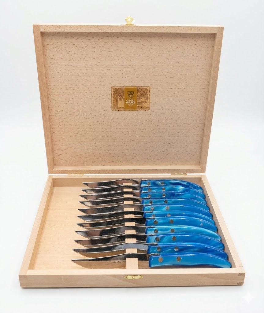 Box of 12 Bright Blue Steak Knives