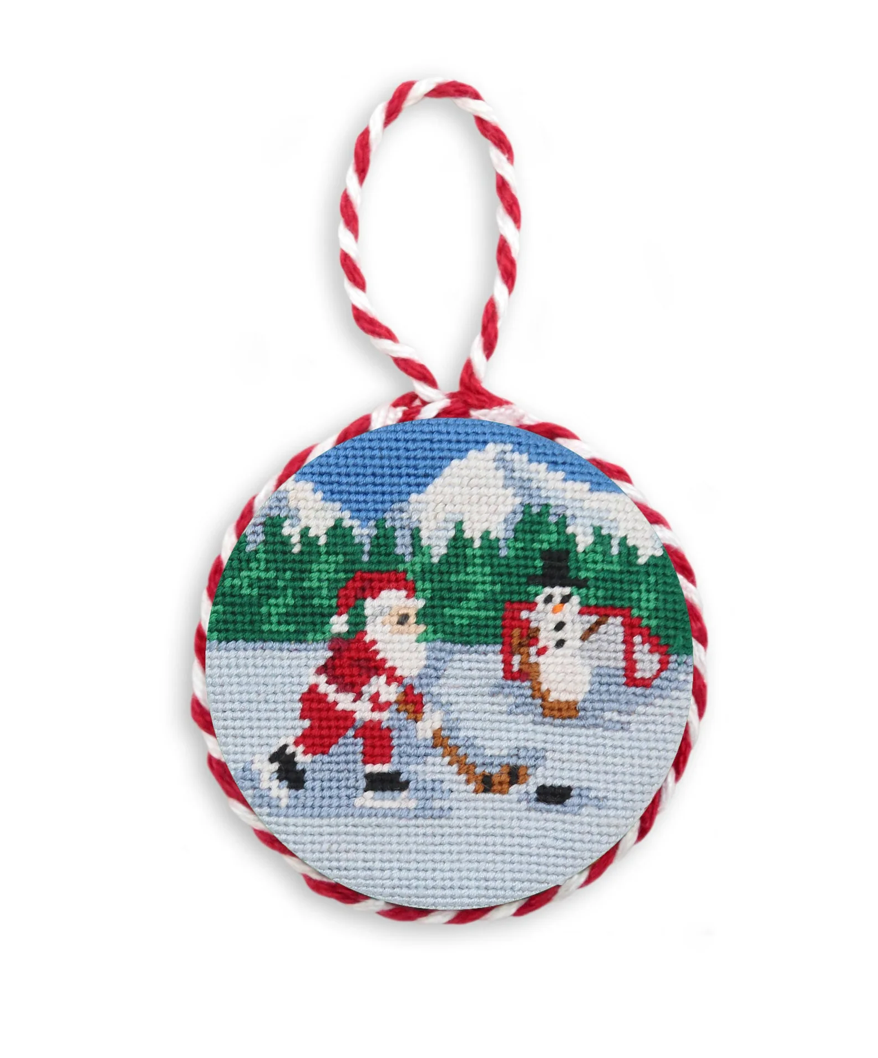 Hockey Santa Fairisle Ornament