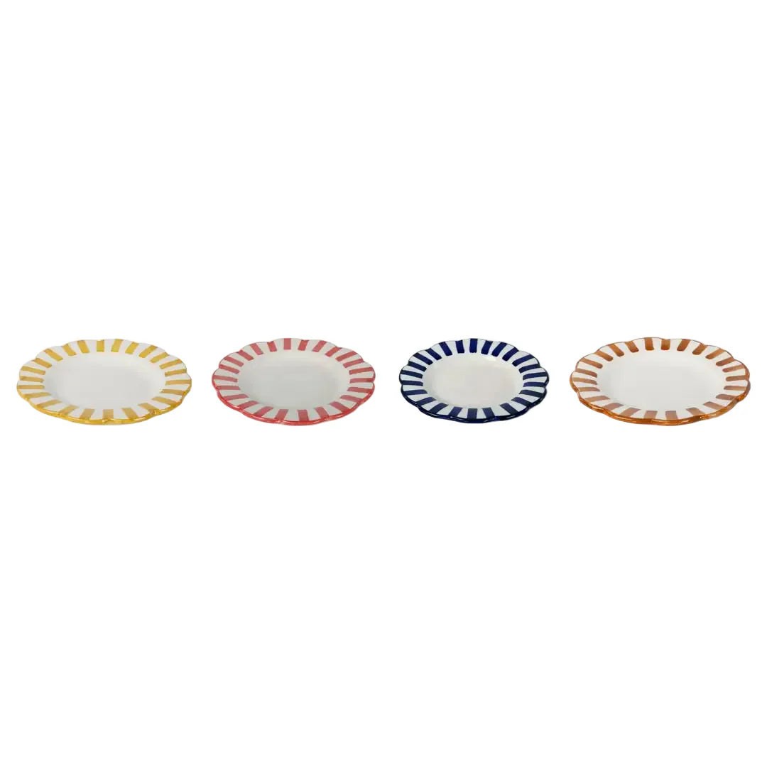 Yellow Ceramic Stripe Salad Plate