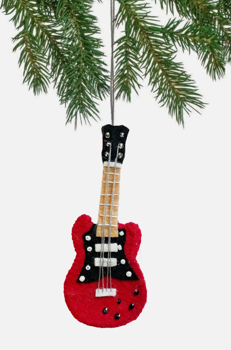 Felt Red Electric Guitar Ornament