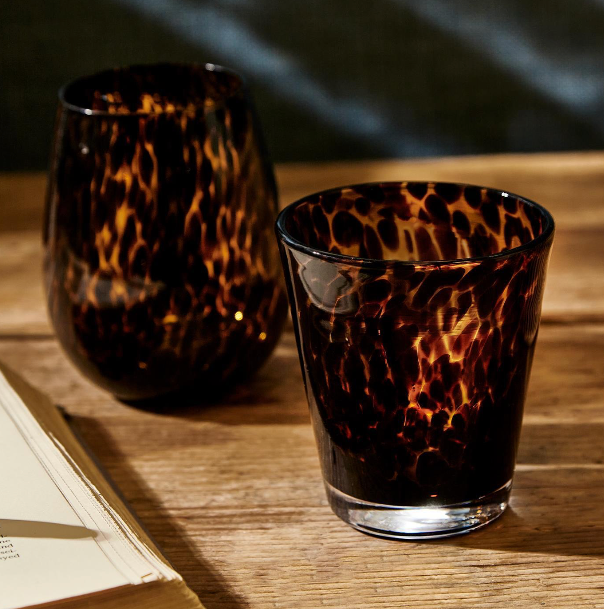 Tortoise Print Double Old Fashioned Glass