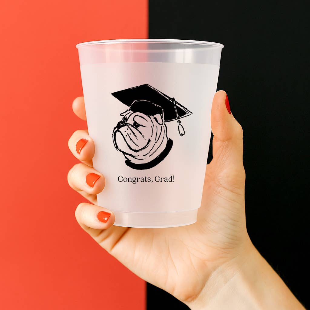 Graduation Bulldog Frosted Cups