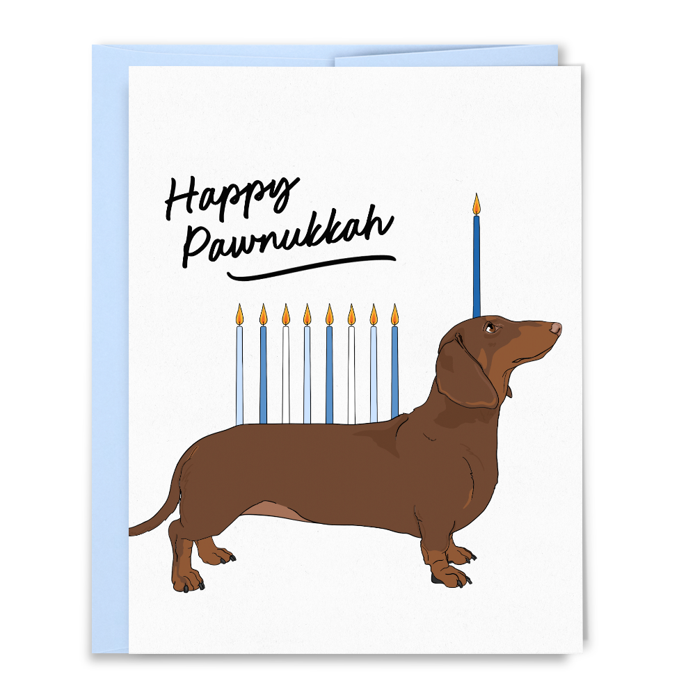 Happy Pawnukkah Dachshund Menorah Hanukkah Card