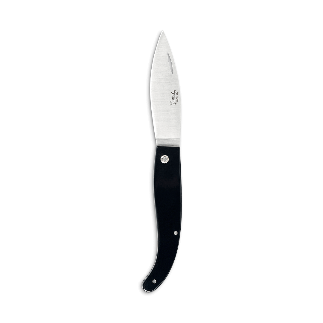 No. 81 Maremmano a foglia Fratelli Pocket Knife with Black Lucite Handle by Berti
