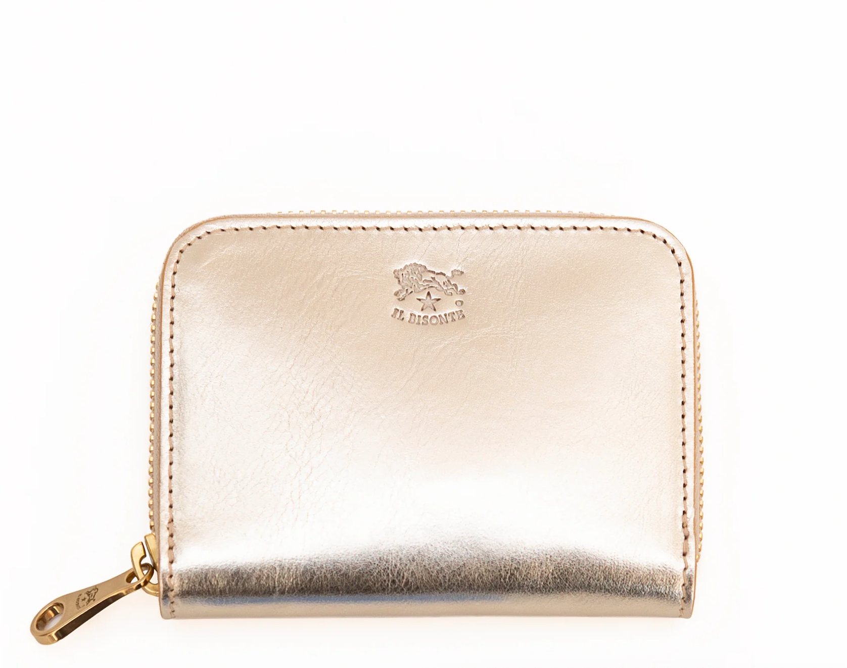 Cowhide Zip Around Wallet - Metallic Bronze