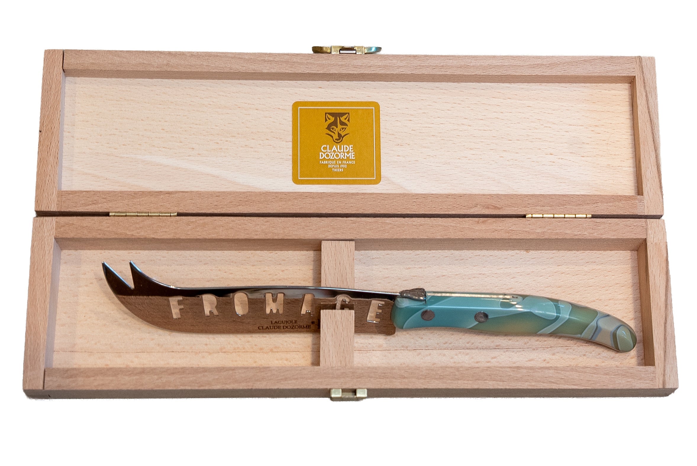 Berlingot Cheese Knife Green Stone Handle