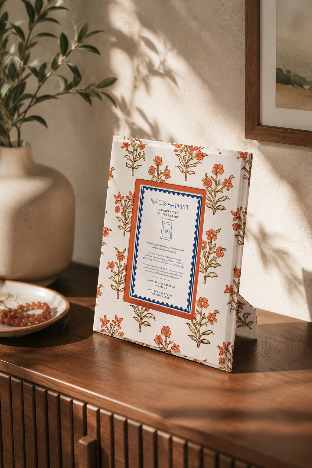 Leela Apricot Block Print Frame - 5x7