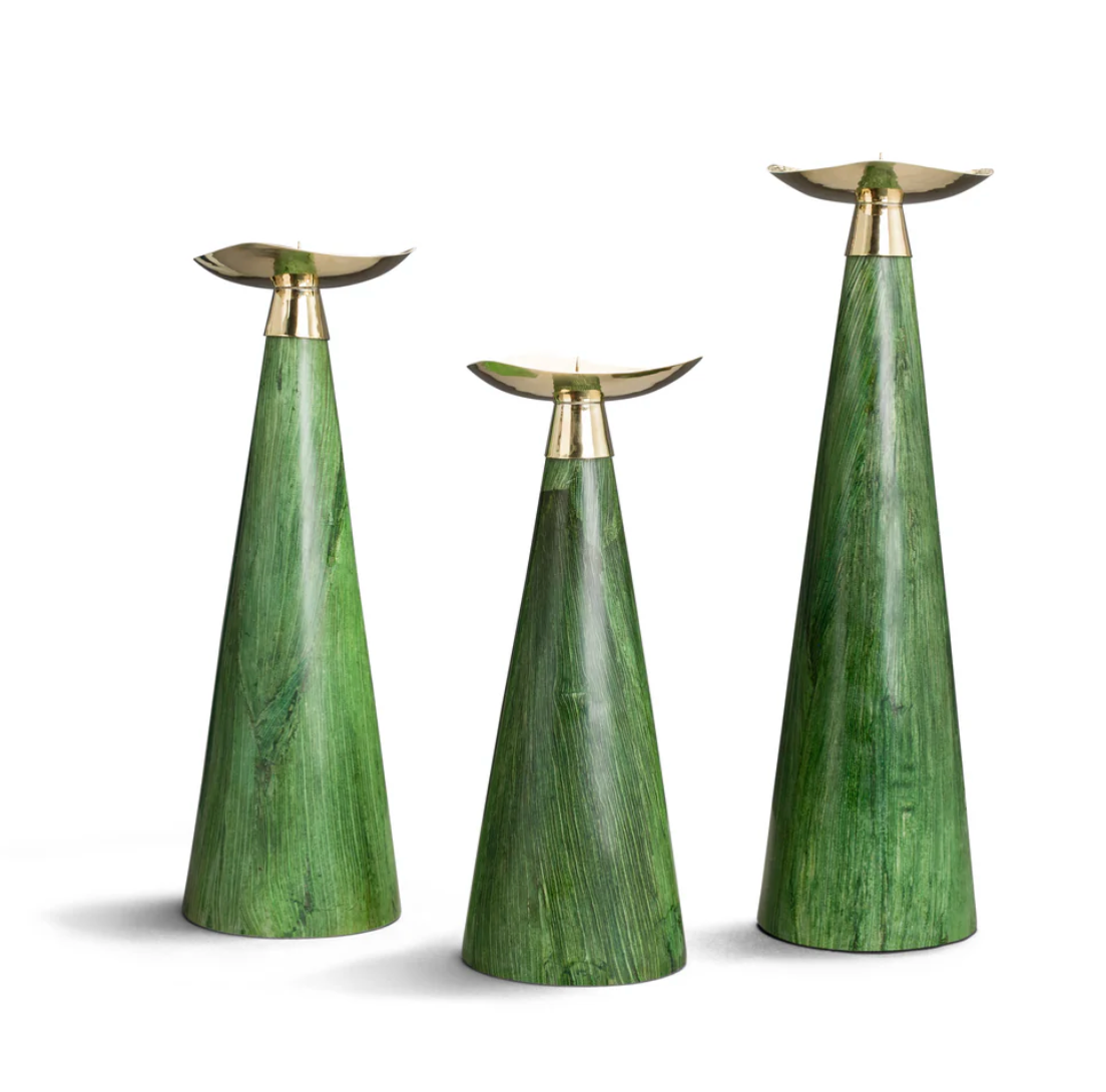 Candle Holder Emerald Maize Trio