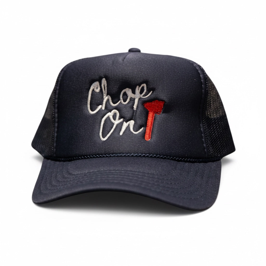 Navy Chop On Trucker Hat