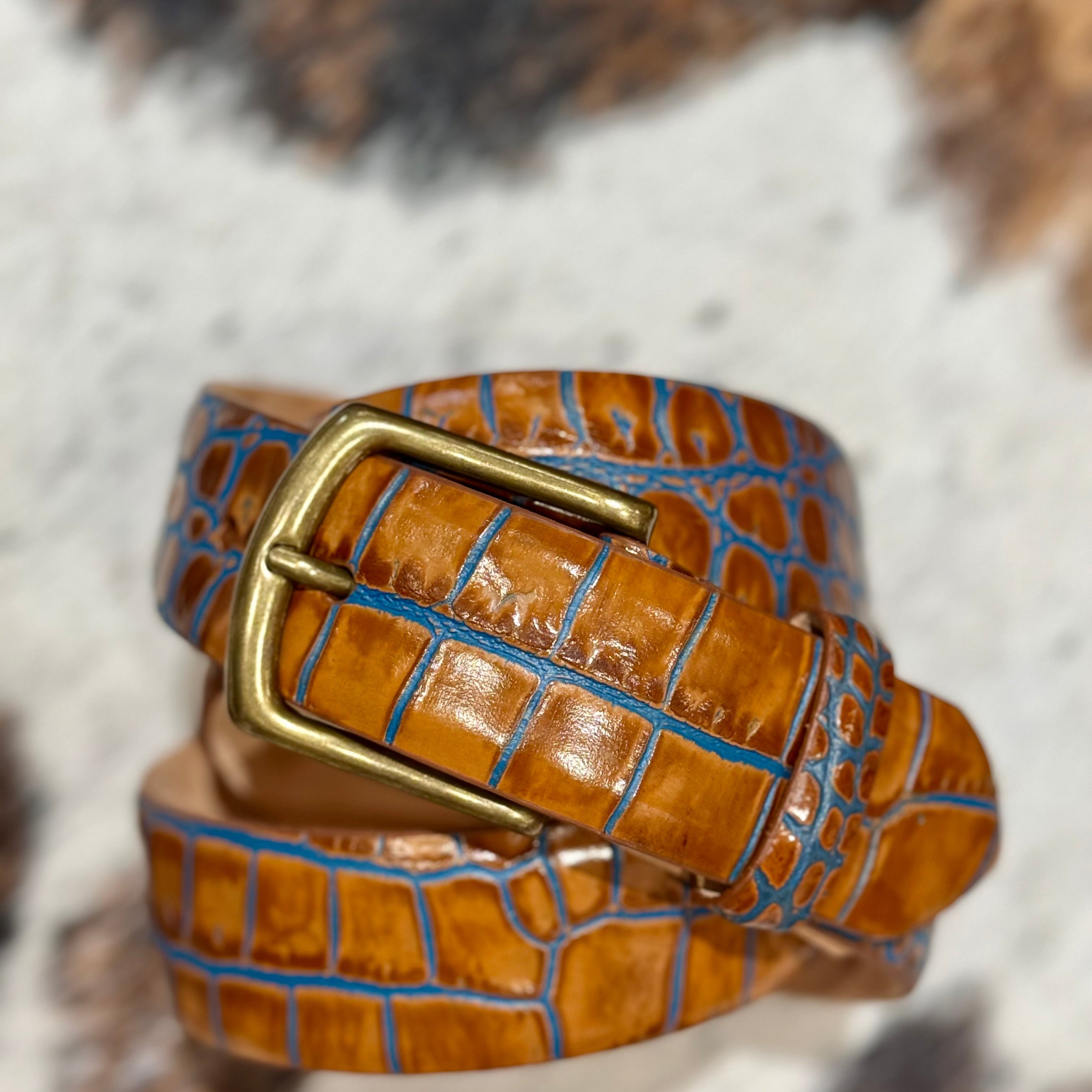 Marine Embossed Calf Belt