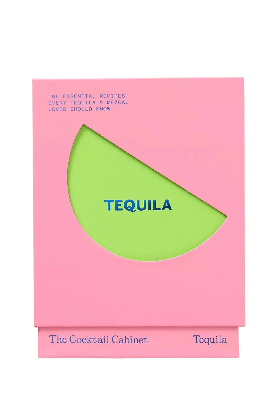 Pink book titled 'Tequila' with a green tequila slice on a white background
