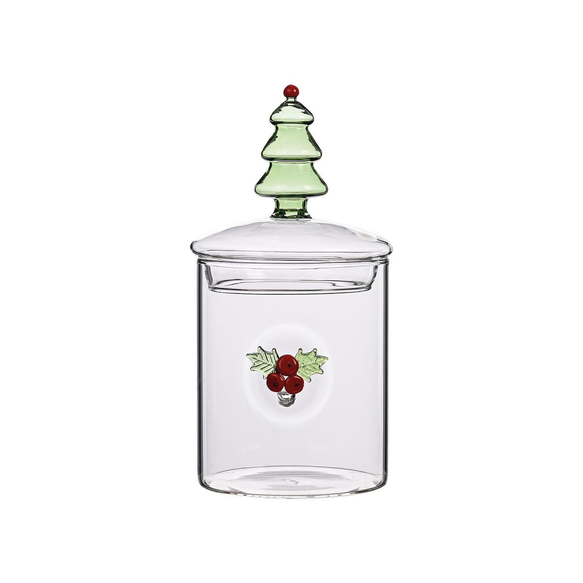 3D Holly Glass Canister