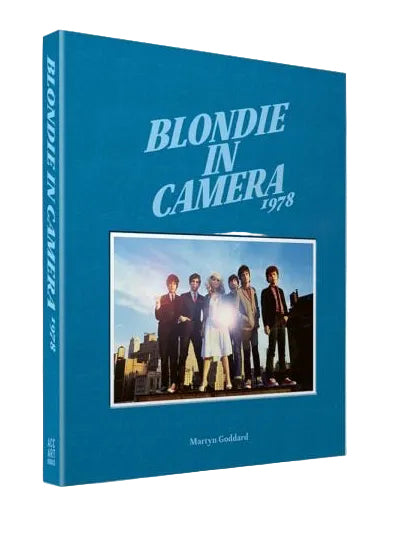 Book titled 'Blondie in Camera 1978' with a cover photo of a band on a blue background