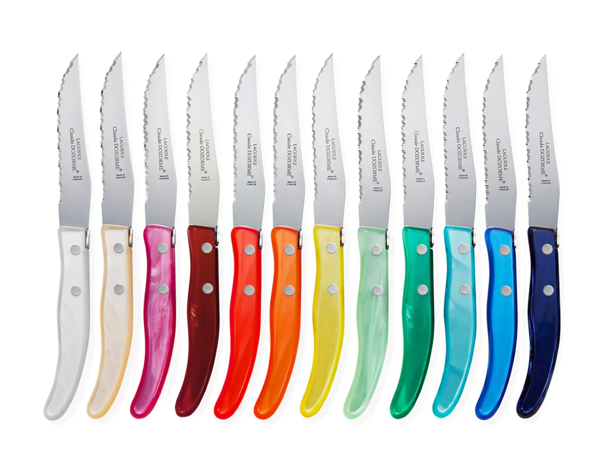 Box of 12 Berlingot Steak Knives - Rainbow