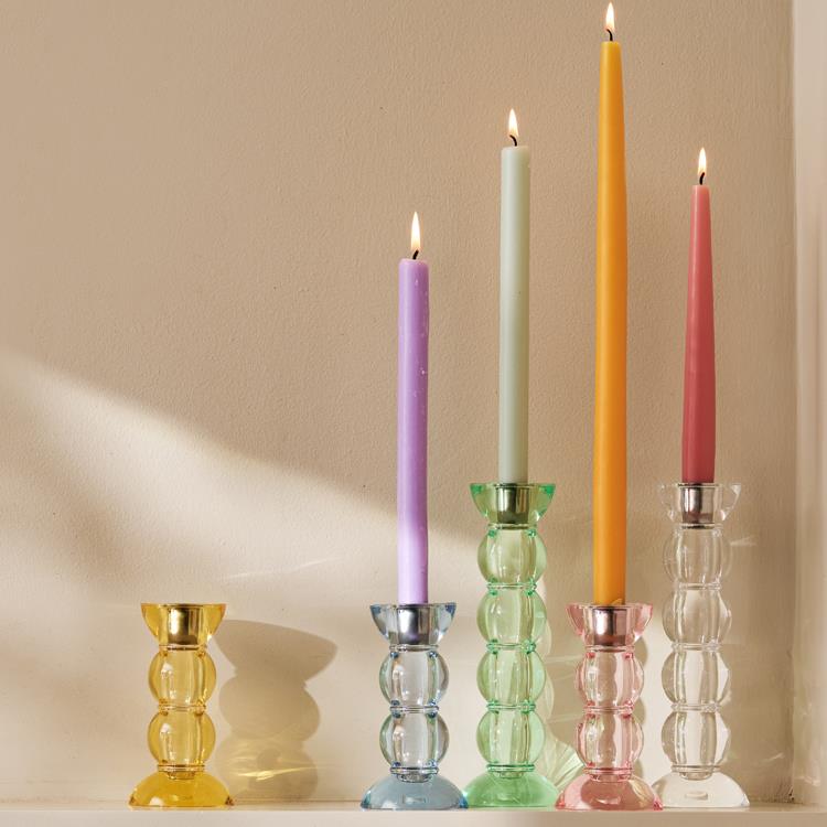 Medium Icy Bobbin Candlestick - Orange