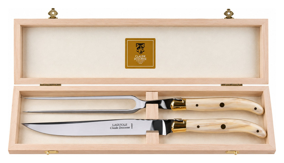 Laguiole Bee Carving Set - Cream