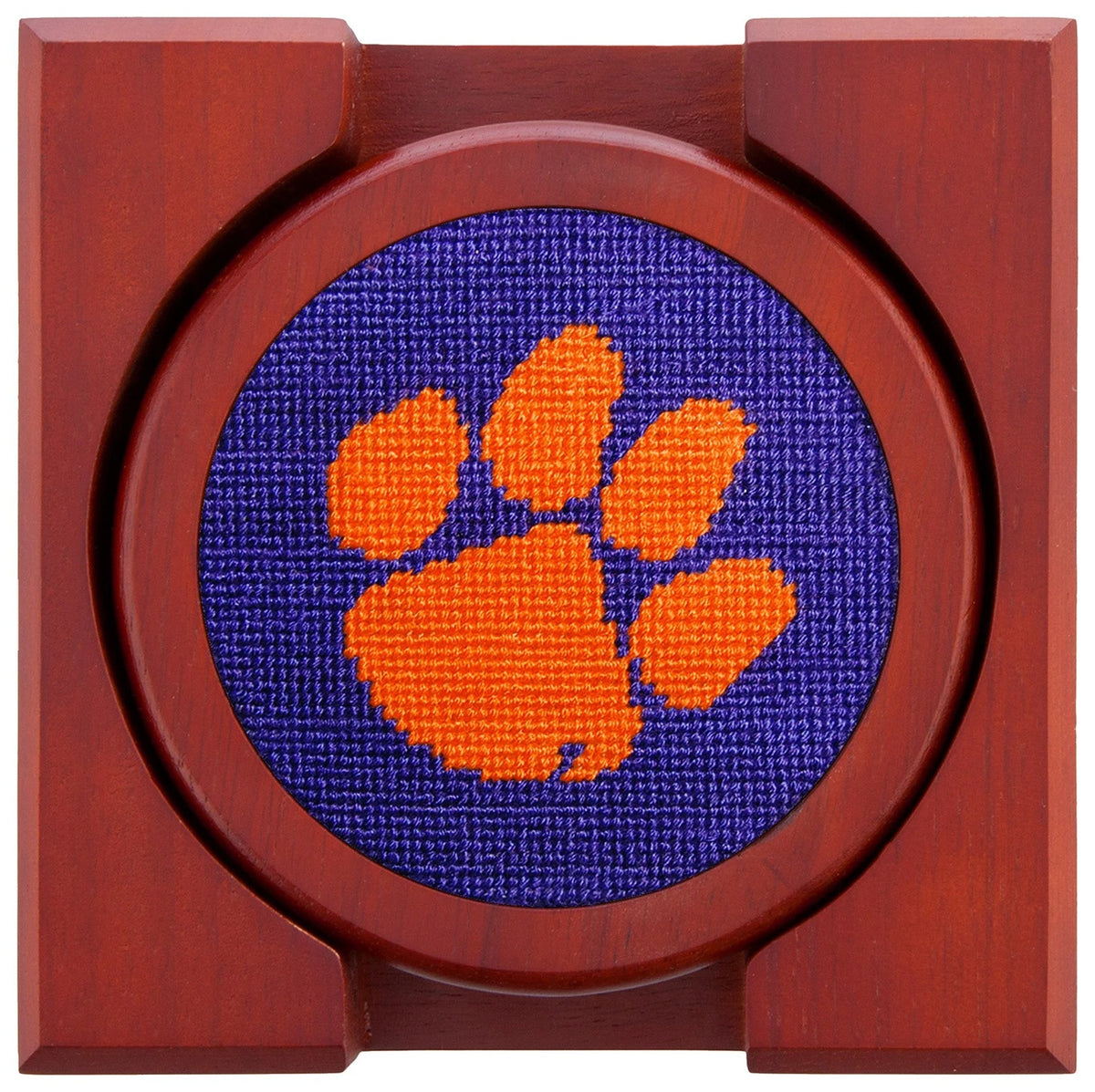 Clemson needlepoint coasters, alternate view