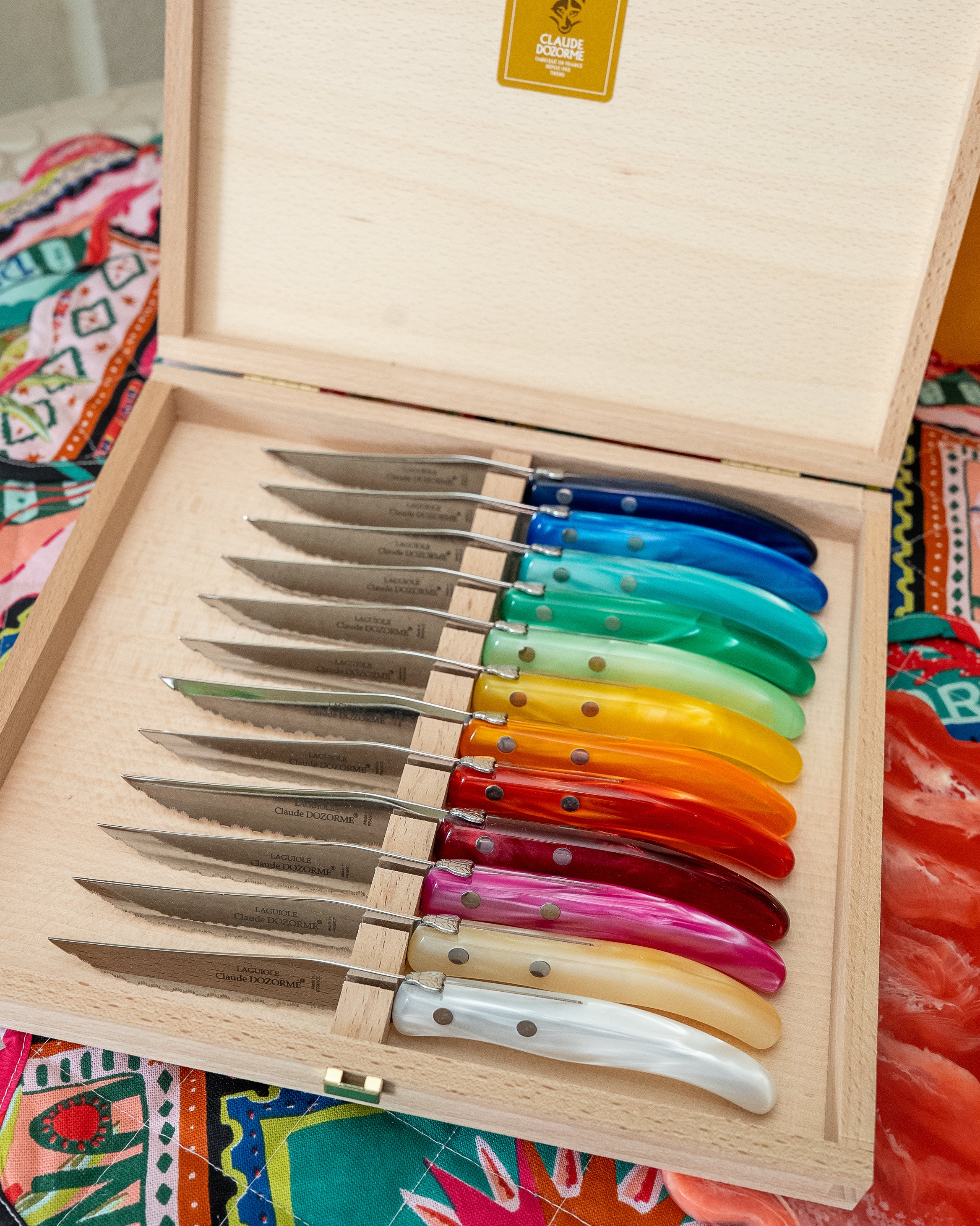 Box of 12 Berlingot Steak Knives - Rainbow