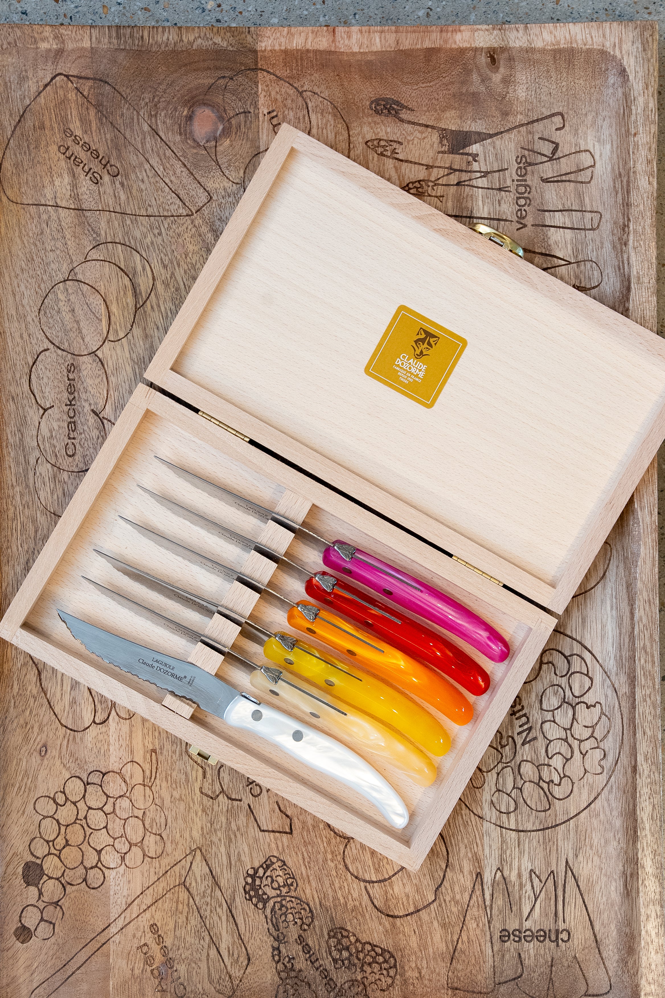 Box of 6 Berlingot - Pink-Orange Knives