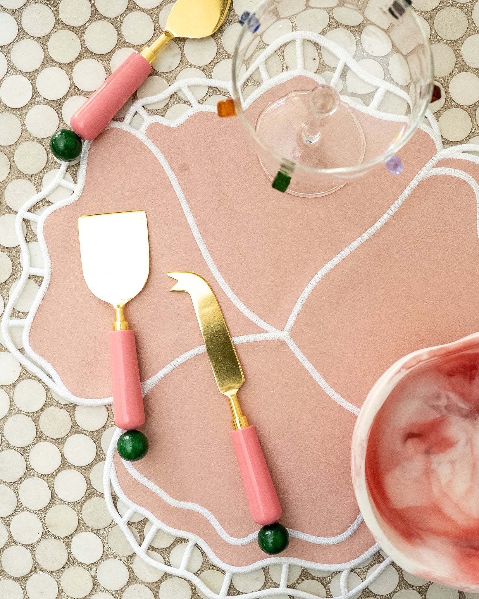 Pink Eclipse Faux Leather Placemat - Set of 6